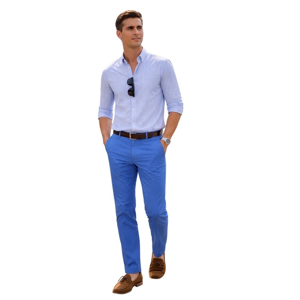 Ralph Lauren Chino Pants Light Blue Performance Stretch Preppy RLX Coastal 38x32 - Picture 1 of 14